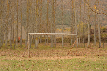 Fototapeta na wymiar campo de futbol en otoño