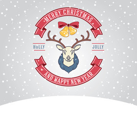 Christmas greeting card with deer