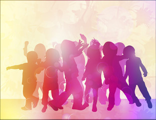 Dancing children silhouettes