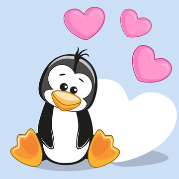 Penguin with hearts