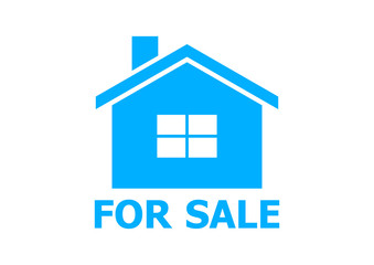 Blue house icon on white background