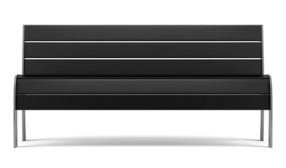black street bench isolated on white background