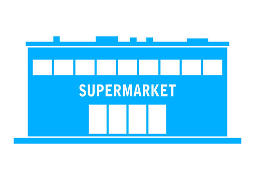 Blue supermarket icon on white background