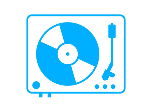 Blue gramophone icon on white background