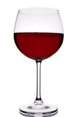 Red wine glass of wine on colorful background
