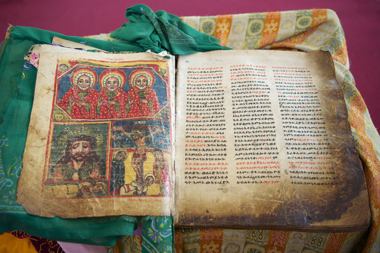 Ancient Bible in Amharic language, Aksum, Ethiopia.