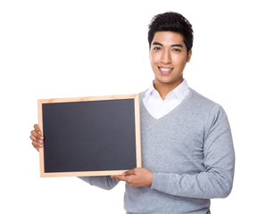 Business man with chalkboard