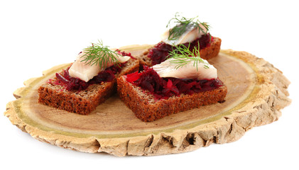 Canape herring with beets