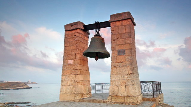 Alarm ancient bell on the bank of the Black Sea, Chersonese, Sev