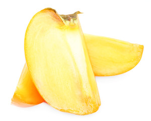 Ripe sliced persimmon isolated on white