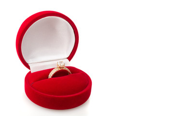 box with a ring, marriage proposal isolated