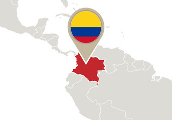 Colombia on World map