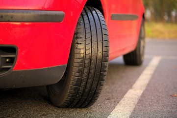 Sports car tyre for rain.