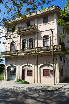 Facade of traditional cuban house, a colonial architecture