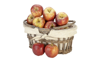 Woven Wicker Basket with Lining Overflowing with Apples