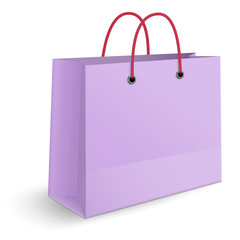 Classic violet paper shopping bag with yellow rope grips