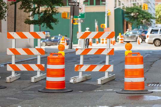 Fototapeta Roadwork signs on the Street