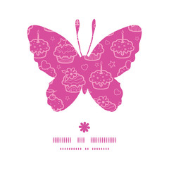 Vector colorful cupcake party butterfly silhouette pattern frame