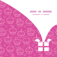 Vector colorful cupcake party Christmas gift box silhouette