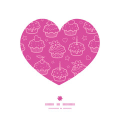 Vector colorful cupcake party heart silhouette pattern frame