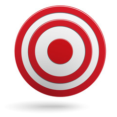 Red round darts target aim isolated on white