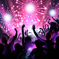 Fototapeta na wymiar Luxury New year background with fireworks and silhouettes