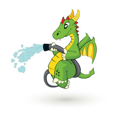 Plakat cute fire-fighter dragon