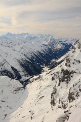 Snowbound mountains. Alps, Titlis, Engelberg, Switzerland