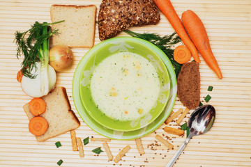 soup with dill and bread
