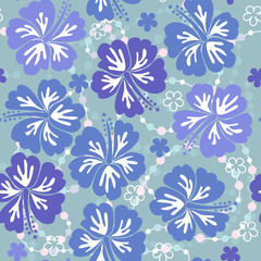 Blue seamless floral background