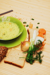 soup with dill and bread