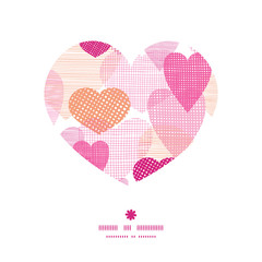 Vector textured fabric hearts heart silhouette pattern frame