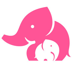 Elephant mom and child. Symbol or logo