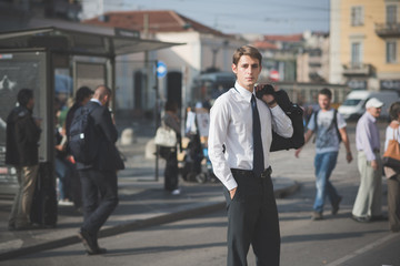 young handsome elegant blonde model man