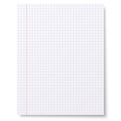 Notebook squared paper background isolated