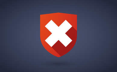 Long shadow shield icon with a close sign