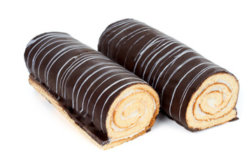 Two chocolate rolls