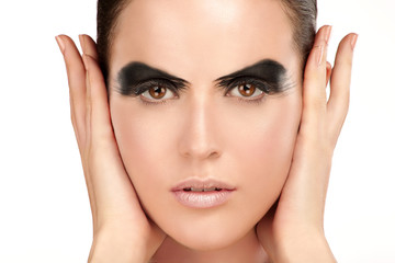 Beauty shot artistic smoky eye on beautiful model