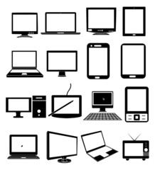 Computer devices screen display icons set