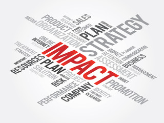 Word Cloud with Impact related tags, vector business concept