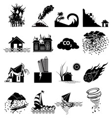 Natural disaster icons set - 73797648