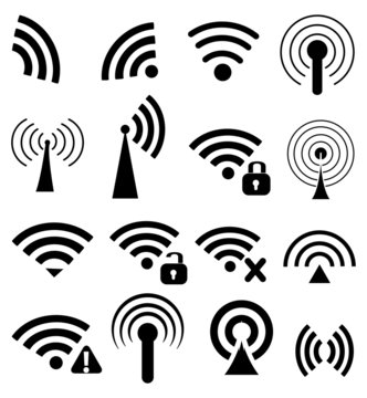 Wireless network icons set