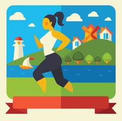 Obraz na płótnie Canvas outdoor running woman