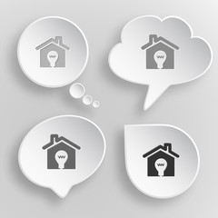 Light in home. White flat vector buttons on gray background.