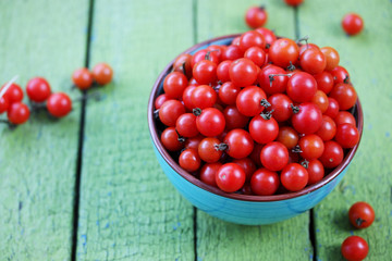 tomatoes in a turquoise bowl
