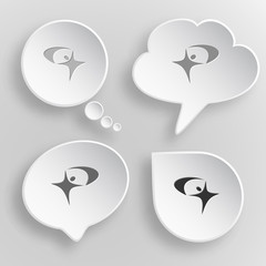 Little man. White flat vector buttons on gray background.