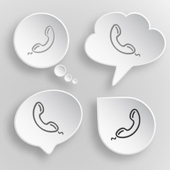 Handset. White flat vector buttons on gray background.