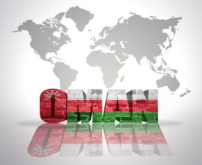 Word Oman on a world map background
