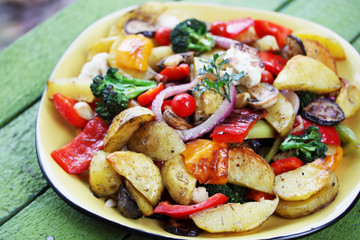 autumn vegetable ragout on the plate