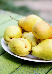 organic pears on a plate